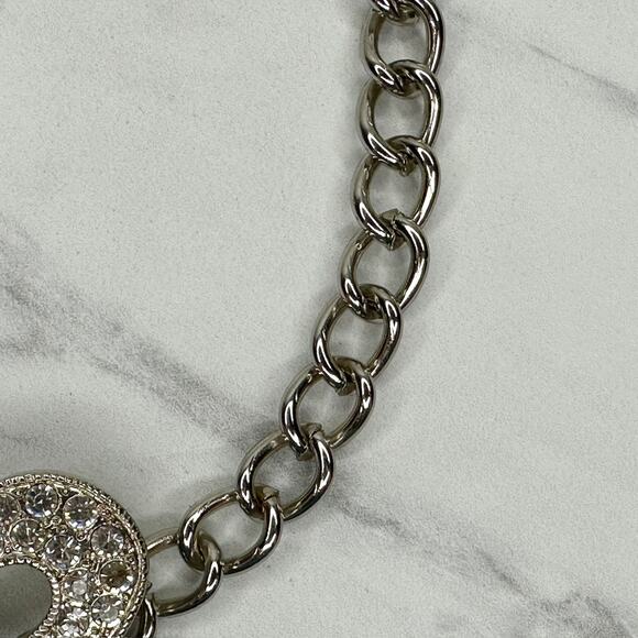 Womens Rhinestone Butterfly Chain Belt Silver Tone Chunky XS/Small ✨ - Picture 6 of 12